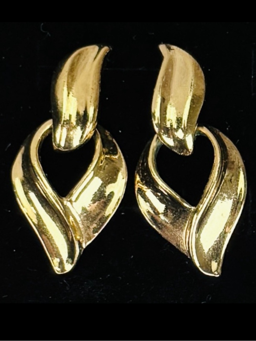 Vintage Avon, aged goldtone pierced hinged earrings